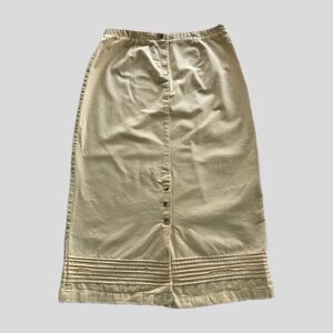 Vintage 1990s Butter Yellow 100% Cotton Long Midi Skirt Women's Size 12 L